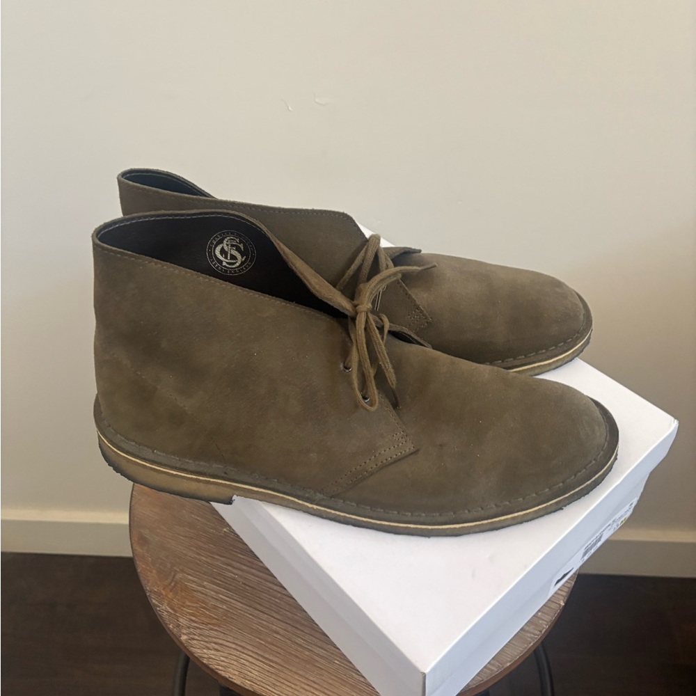 Clarks Olive Suede Chukka Boots